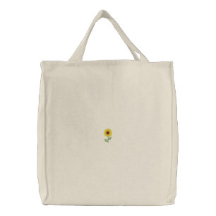 personalised custom sunflower embroidered tote bag