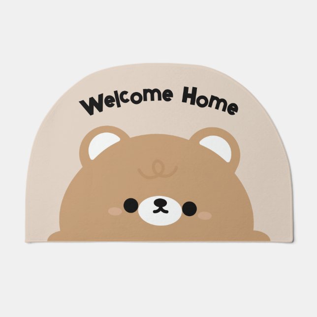 Personalised Cute Brown Bear  Doormat (Front)