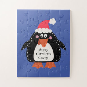 Personalised Cute Christmas Penguin Jigsaw Puzzle