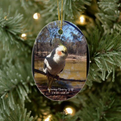 Personalised Cute Cockatiel Memorial Christmas Ceramic Ornament