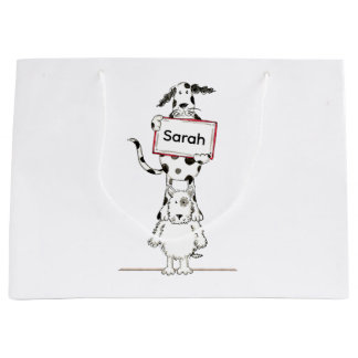 Personalised Cute Dog Acrobat  Large Gift Bag