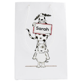 Personalised Cute Dog Acrobat  Medium Gift Bag