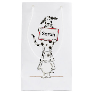 Personalised Cute Dog Acrobat  Small Gift Bag