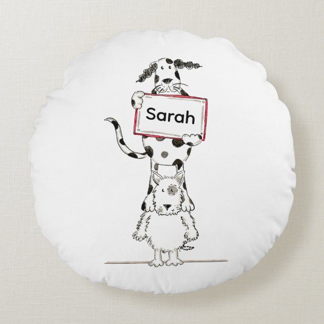 Personalised Cute Dog Acrobat Throw Pillow Cushion (Front)