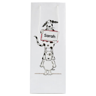 Personalised Cute Dog Acrobat  Wine Gift Bag