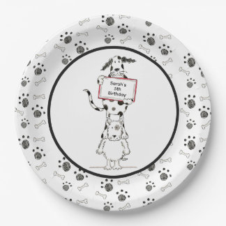 Personalised Cute Dog Acrobats Birthday Paper Plates