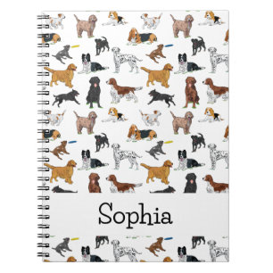 Personalised Cute Dogs Illustrations Pattern  Notebook