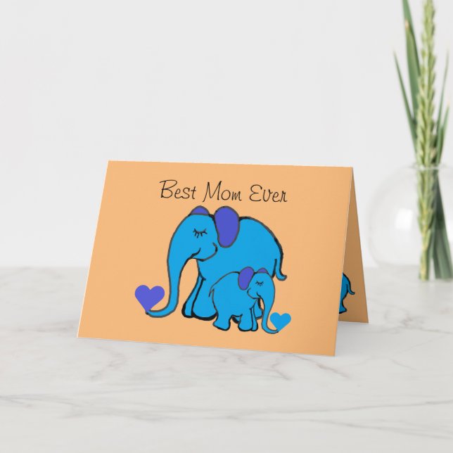 Personalised Cute Elephants Mother's Day Card (Front)