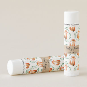 Personalised Cute Fox baby shower baptism favor Lip Balm