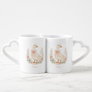 personalised cute goose nursery baby shower gift coffee mug set