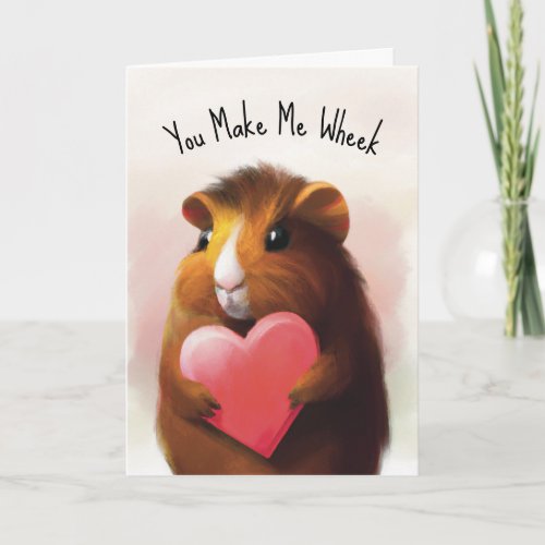 Personalised Cute Guinea Pig Valentines Day Card