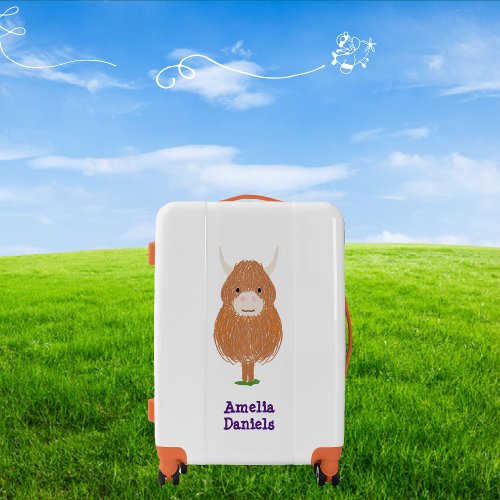 Personalised Cute Highland Cow Luggage