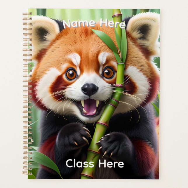 Personalised Cute Kawaii style Red Panda  Planner (Front)