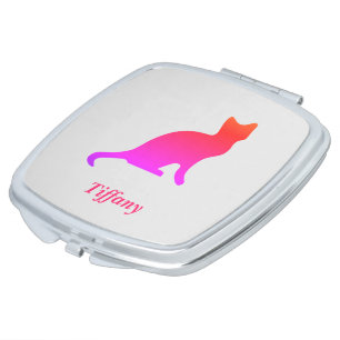 Personalised cute ombre cat compact mirror