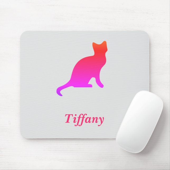 Personalised cute ombre cat  mouse pad (With Mouse)