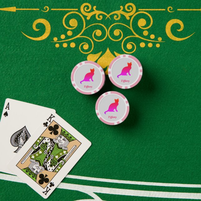 Personalised cute ombre cat  poker chips (Poker Table (Stack))