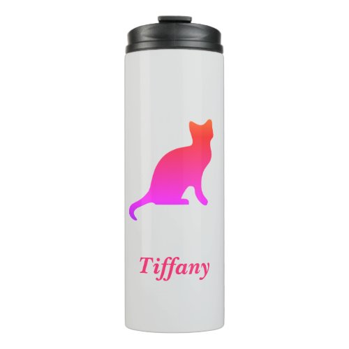 Personalised cute ombre cat  thermal tumbler