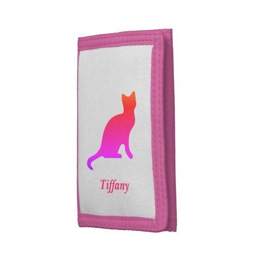 Personalised cute ombre cat  trifold wallet