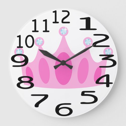 Personalised Cute Pink Crown Princess Wall Clock