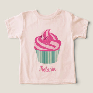 Personalised Cute Pink Cupcake Toddler T-shirt