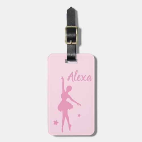 Personalised Cute Pink Kids Ballerina luggage tag