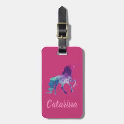 Personalised Cute Pink Kids Unicorn luggage tag