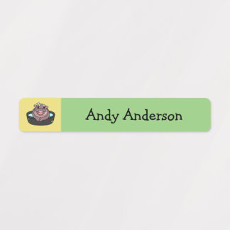 Personalised Cute Pygmy Hippo Label