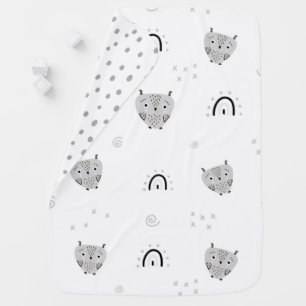 Personalised Cute Scandi owl double sided  Baby Blanket