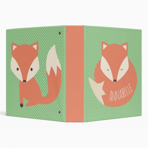 Personalised Cute Sleeping Fox 3 Ring Binder