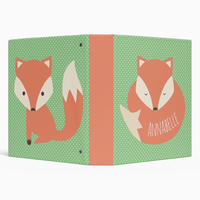 Personalised Cute Sleeping Fox 3 Ring Binder (Background)