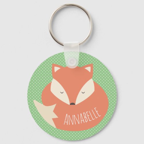 Personalised Cute Sleeping Fox Keychain