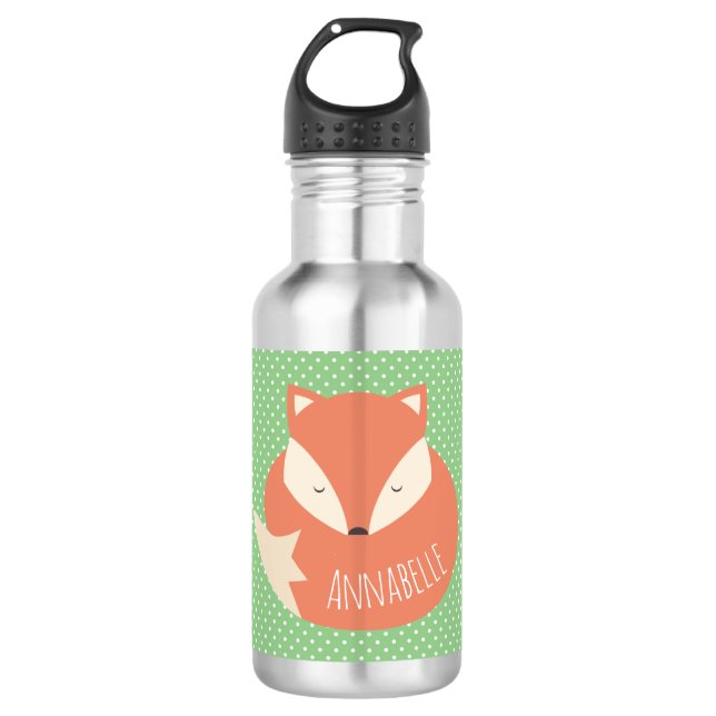 Personalised Cute Sleeping Fox Water Bottle (Front)