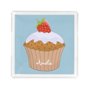 Personalised Cute Strawberry Bun Acrylic Tray