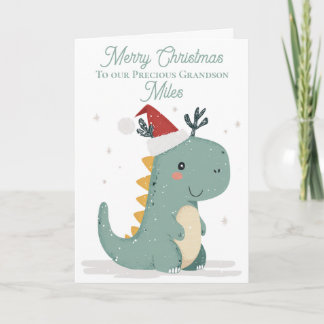 #Personalised Cute Watercolour Christmas Dinosaur Holiday Card