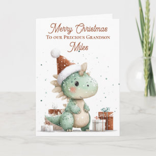Personalised Cute Watercolour Christmas Dinosaur Holiday Card