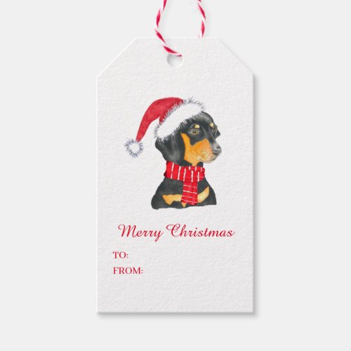 personalised Dachshund christmas in watercolor Gift Tags
