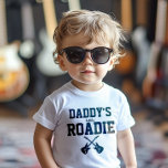 Personalised Daddy's Little Roadie Baby T-Shirt<br><div class="desc">Daddy's Little Roadie - Does your baby have a musician daddy? Here it is, his / her t-shirt: Daddy's little roadie tee shirt. This ultra rockin' tee features two guitars crossed with the text "Daddy's little roadie". Change the word daddy to whoever in your family is the star. An ideal...</div>