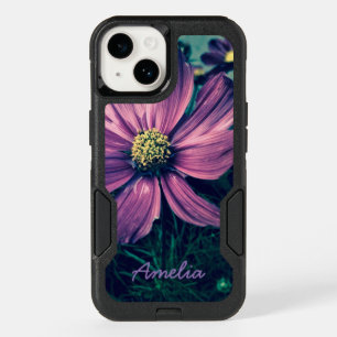 Personalised Dark Purple Flowers OtterBox iPhone 14 Case