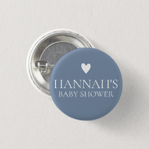 Personalised Denim Blue Dusty Blue Baby Boy shower Button