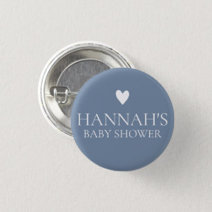 Personalised Denim Blue Dusty Blue Baby Boy shower Button