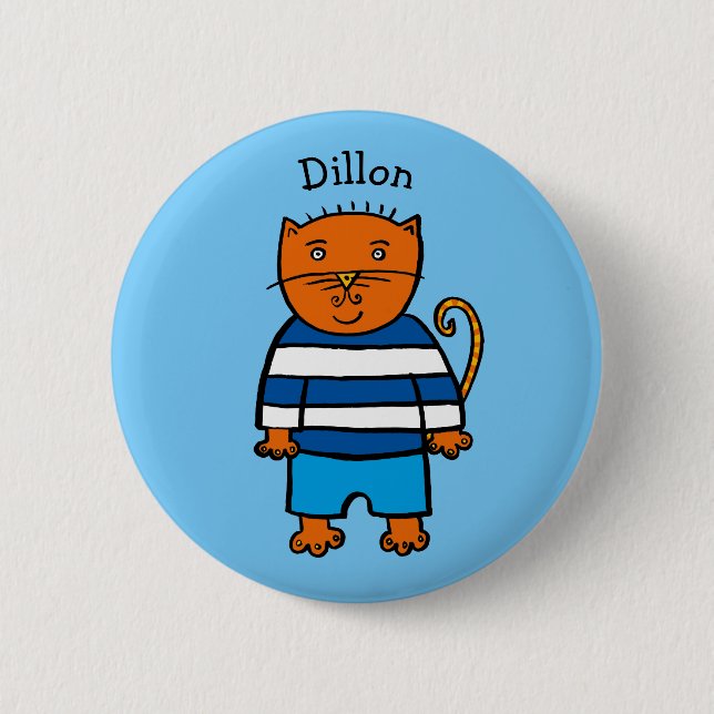Personalised Dillon the Cat Button (Front)