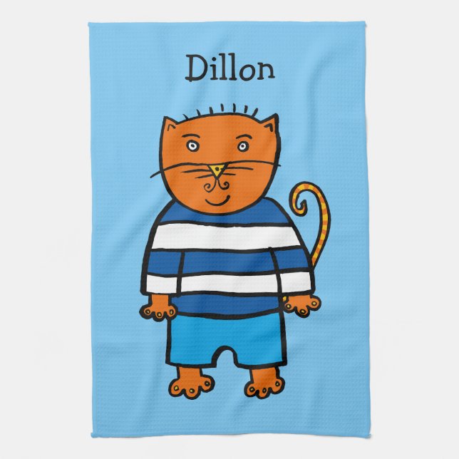 Personalised Dillon the Cat Kitchen Towel (Vertical)