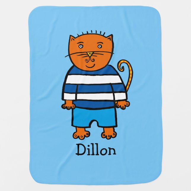Personalised Dillon the Cat Receiving Blanket (Front)