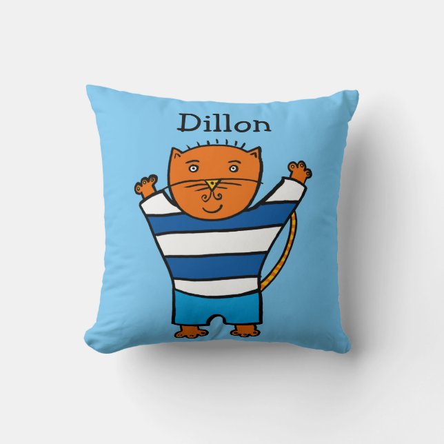 Personalised Dillon the Cat Throw Pillow (Front)