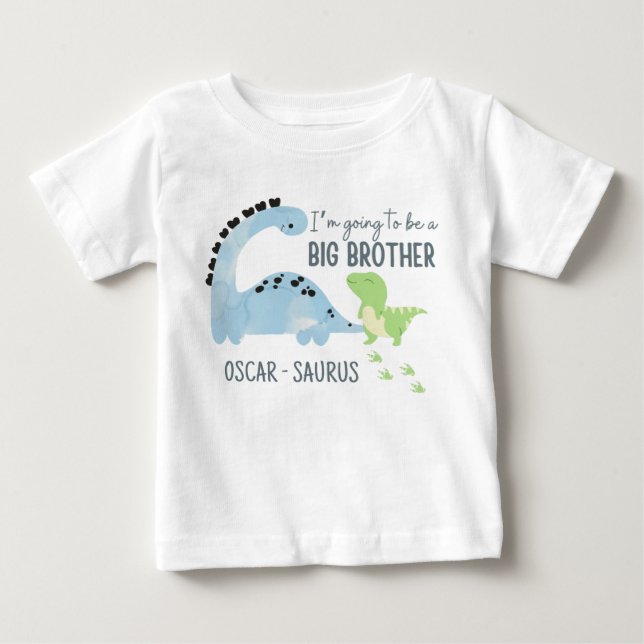 Personalised Dinosaur Big Brother, Big Bro Baby T-Shirt (Front)
