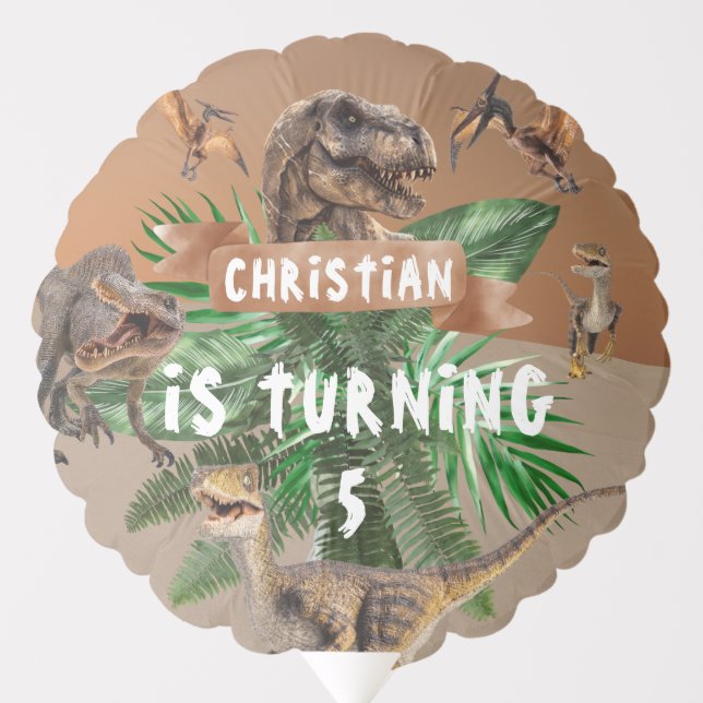 Personalised Dinosaur birthday Party  Balloon (Front)