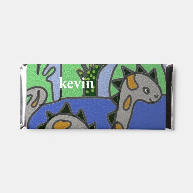 Personalised Dinosaur kids  Chocolate  Hershey Bar Favors (Front)