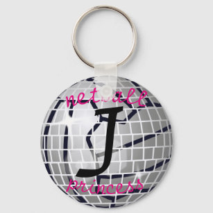 Personalised Disco Ball Print Netball Princess Keychain