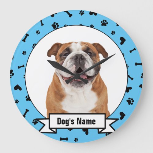 Personalised Dog Name and Photo Large Clock