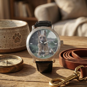 Personalised Dog or Puppy Photo Name Paw Vintage Watch